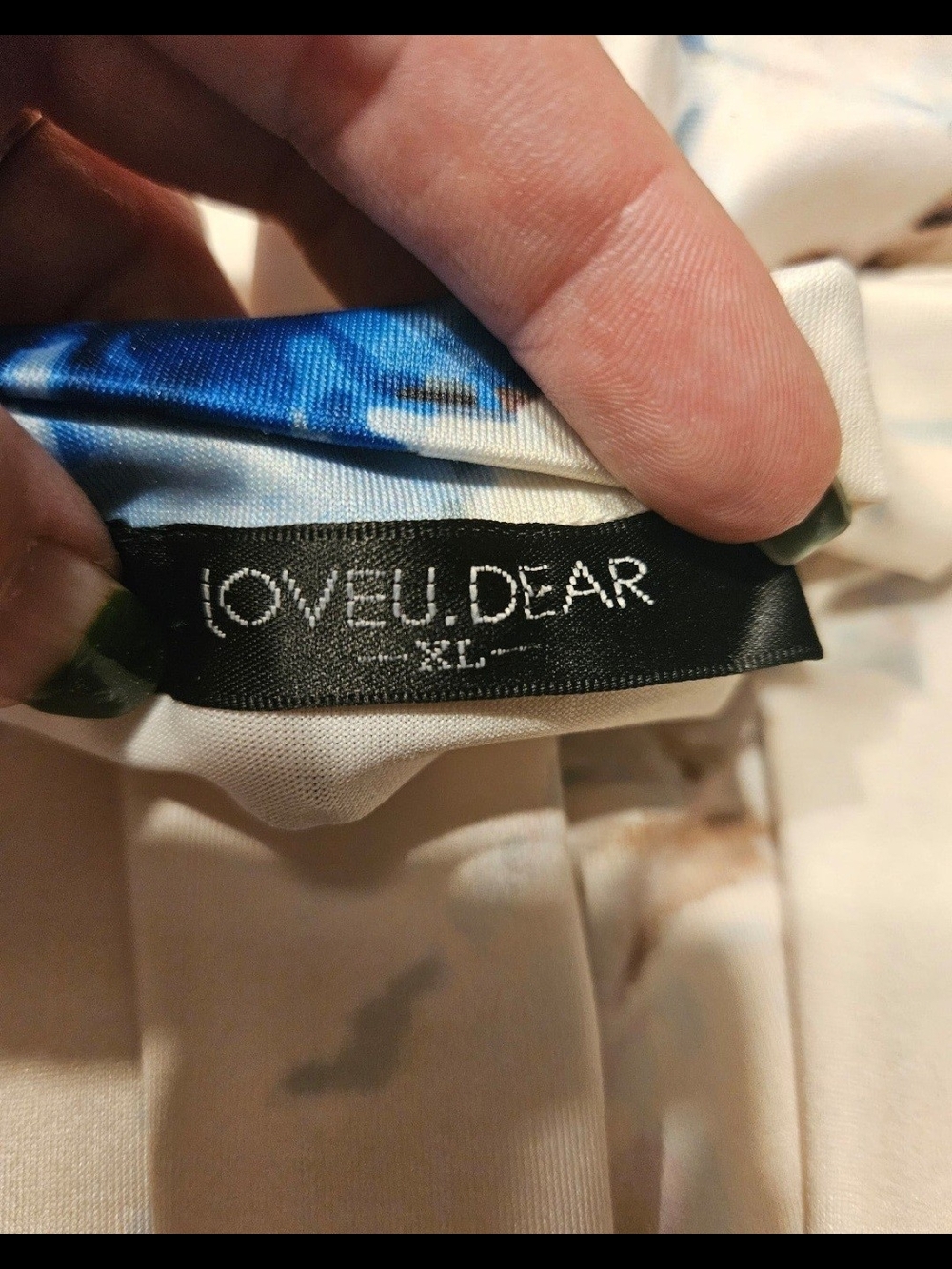 Sleeveless Floral Split-Neck Blouse in Cream and Blue By Loveu.dear - Picture 7 of 7